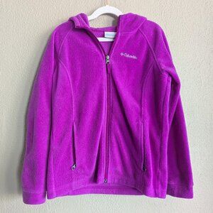 Girls Columbia Fleece Jacket Size M (10/12) Purple Full Zip